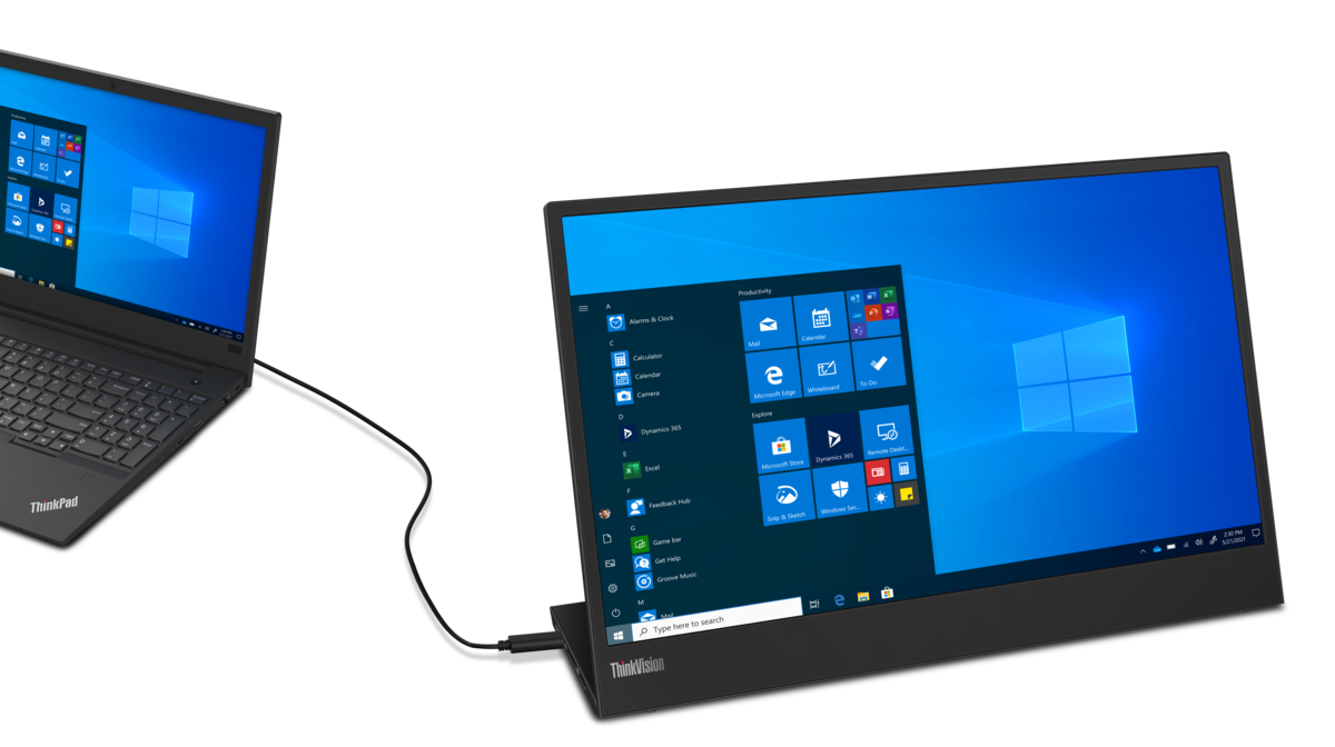 Lenovo ThinkVision M15 Touch, 15.6", FHD 1920 x 1080, 16:9, IPS, 250nits, 2x USB Type-C